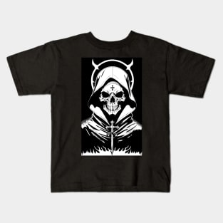 Skull Demon BW Kids T-Shirt